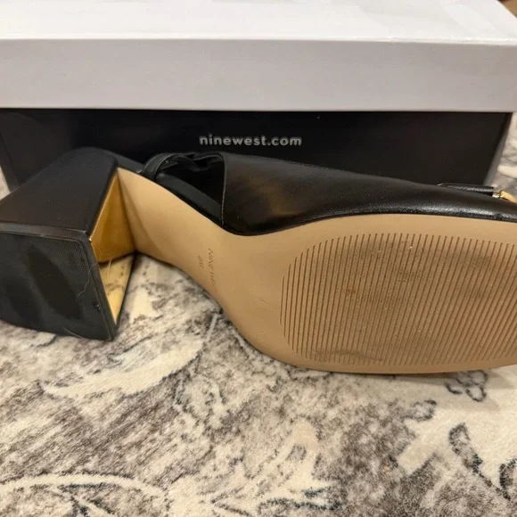 Nine West Black Heels with Gold Accents - Picture 4 of 5